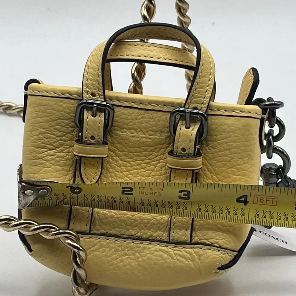 Coach CBK81 Mini Tote Looking Bag Charm Or Coin Wallet Yellow Pebbled Leather